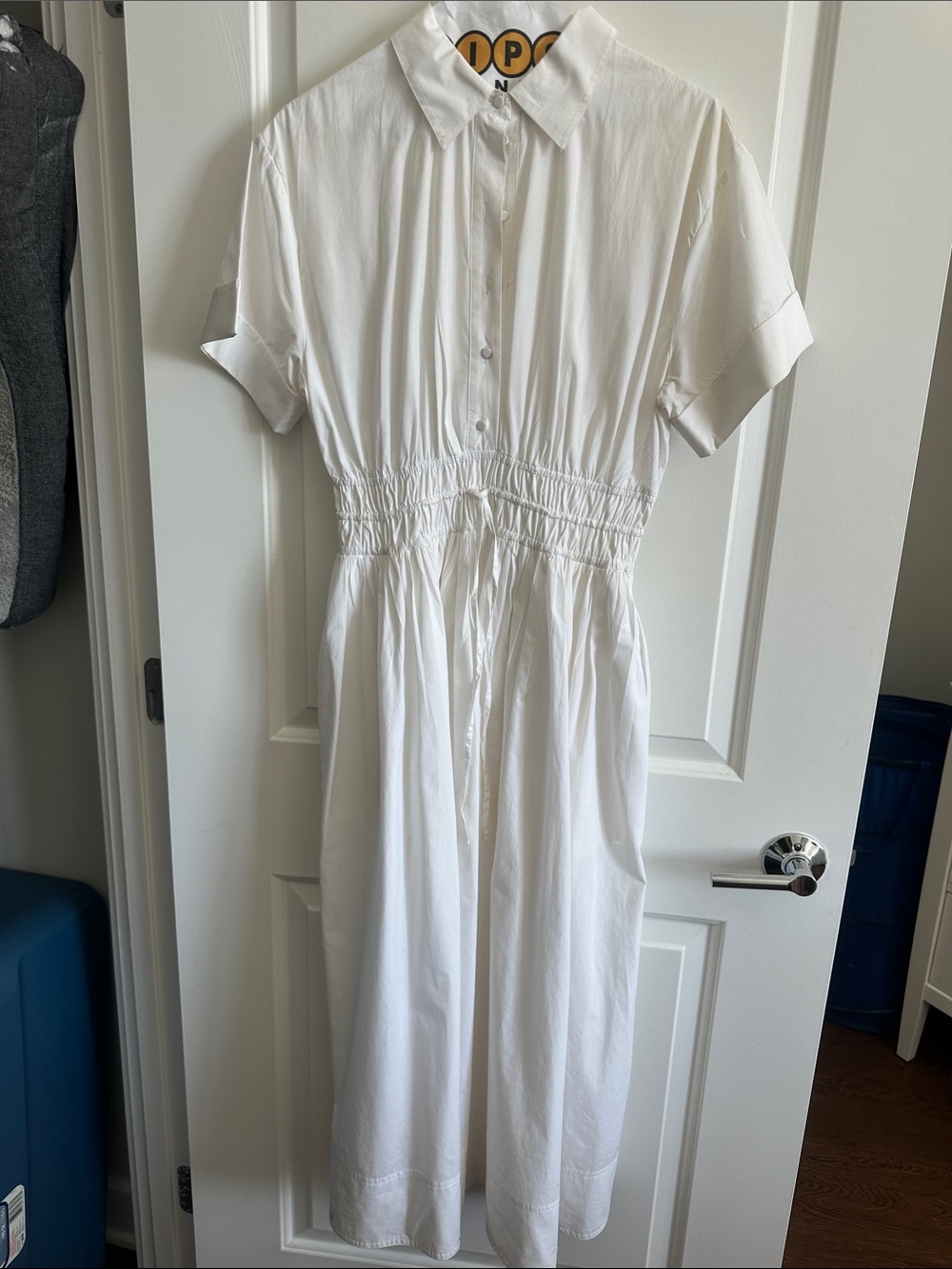 J Crew Eliza White Short-Sleeve Shirt Dress with Elastic Waist